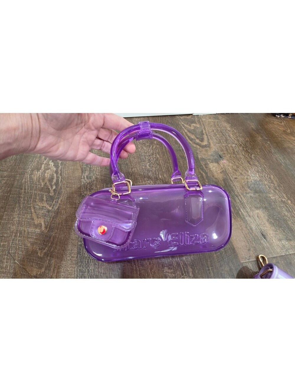 Marc Eliza Purple Transparent PVC Handbag with Detachable Strap